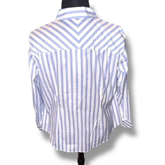 NWT TALBOTS NON-IRON PERFECT SHIRT - GALA STRIPE Plus 14W Blue/White - Picture 5 of 16
